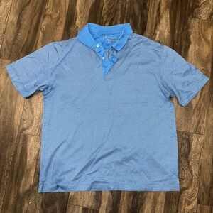 Jos A Bank David Leadbetter Mens Large Blue Diamond Pattern Polo Shirt